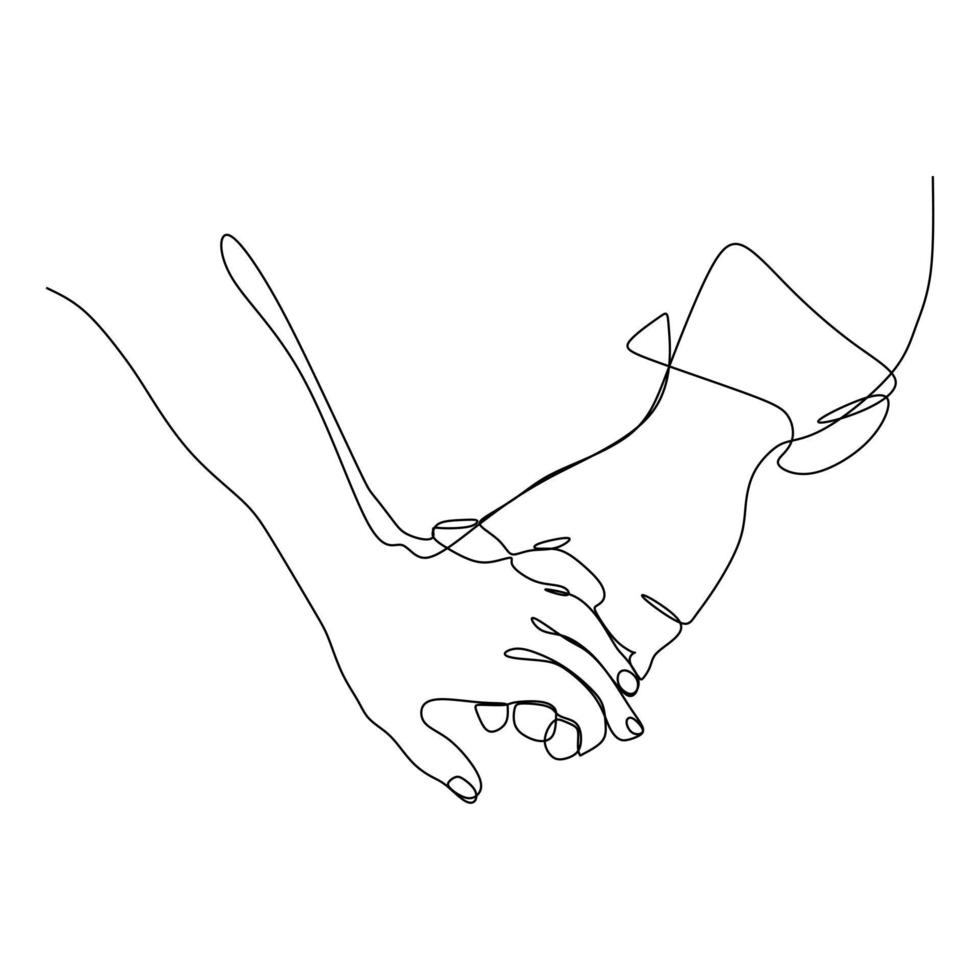 Hand holding together gesture. Single continuous line hand gesture ...