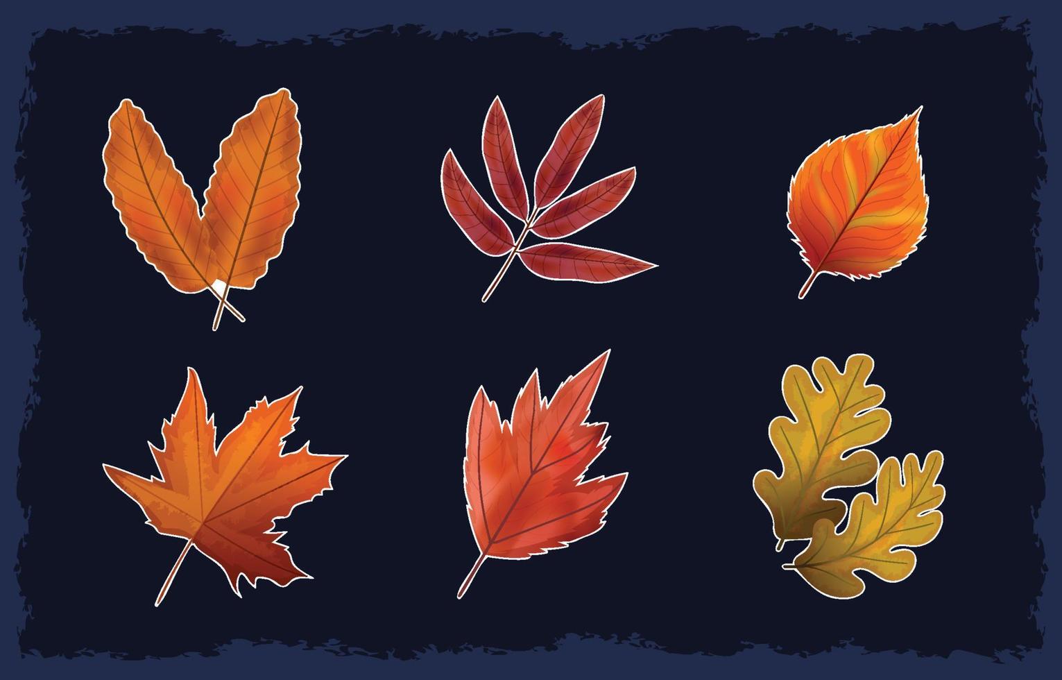 conjunto de pegatinas de hojas caídas vector