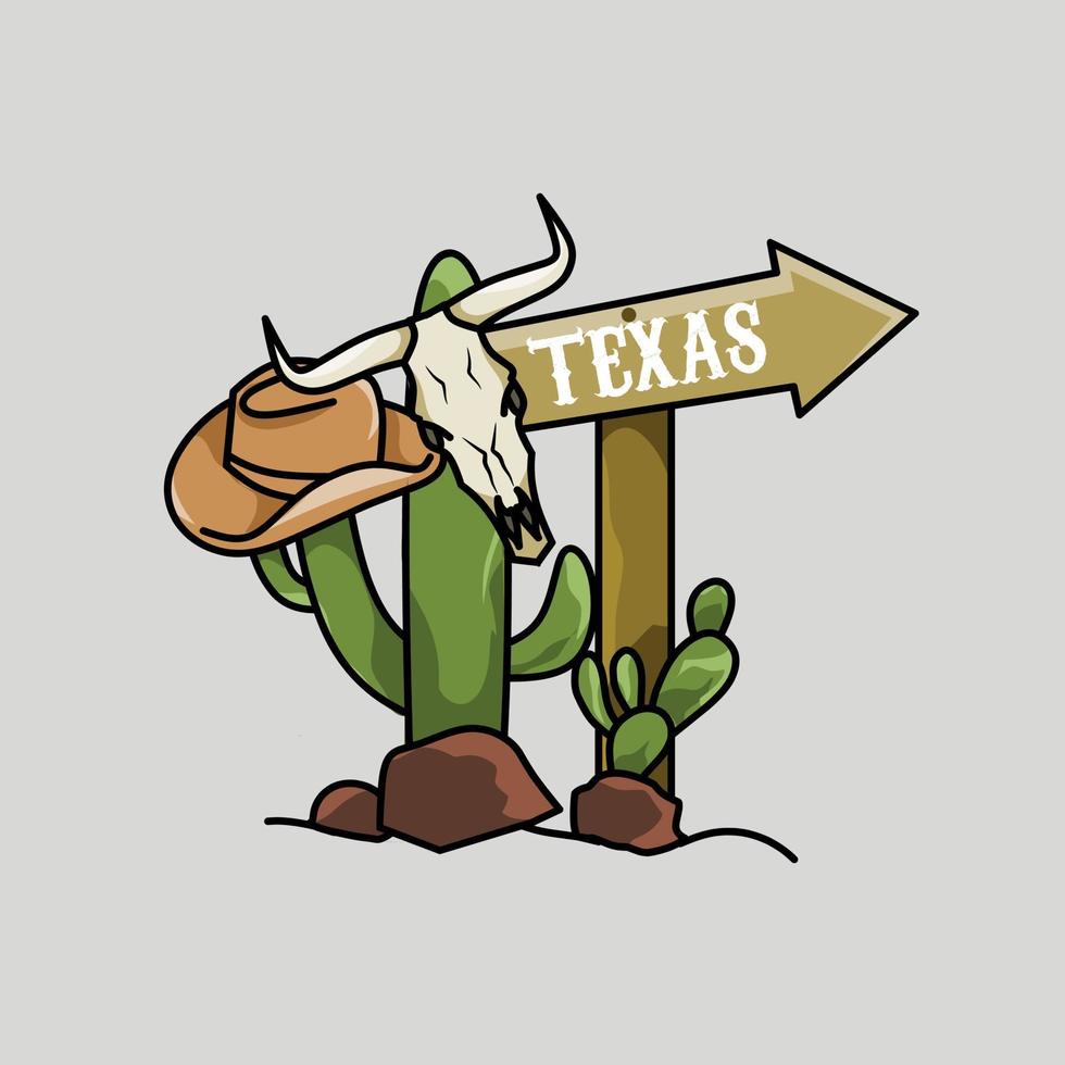 illustration vector of old west,cactus,skull,and hat perfect for print,background,etc.