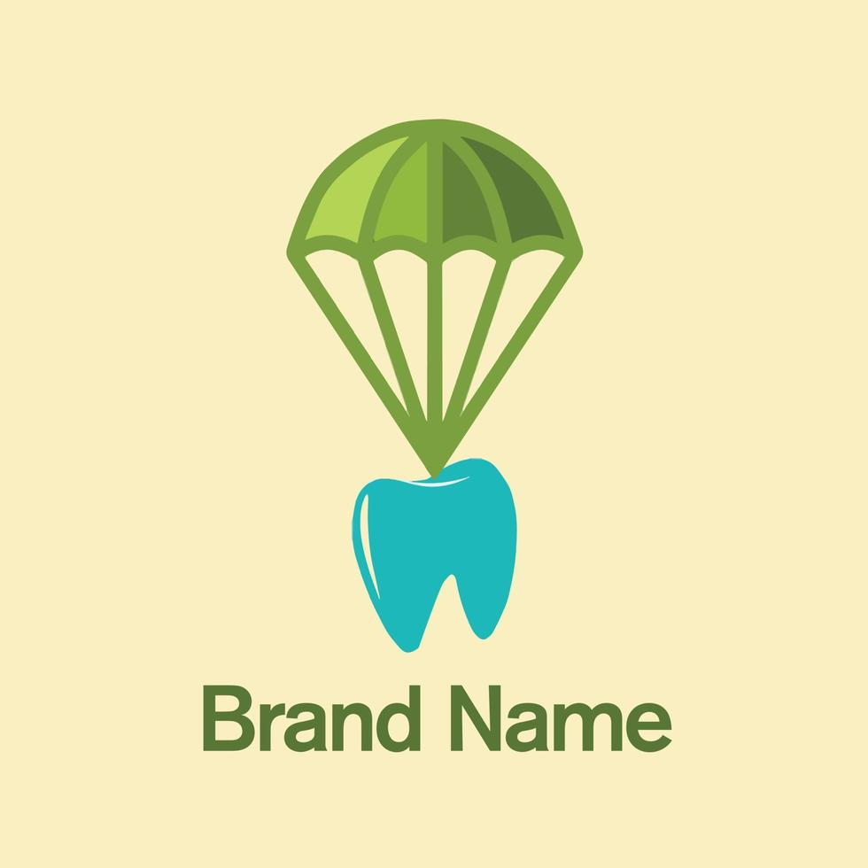 A Tooth with Parachute Dentist Logo Concept vector