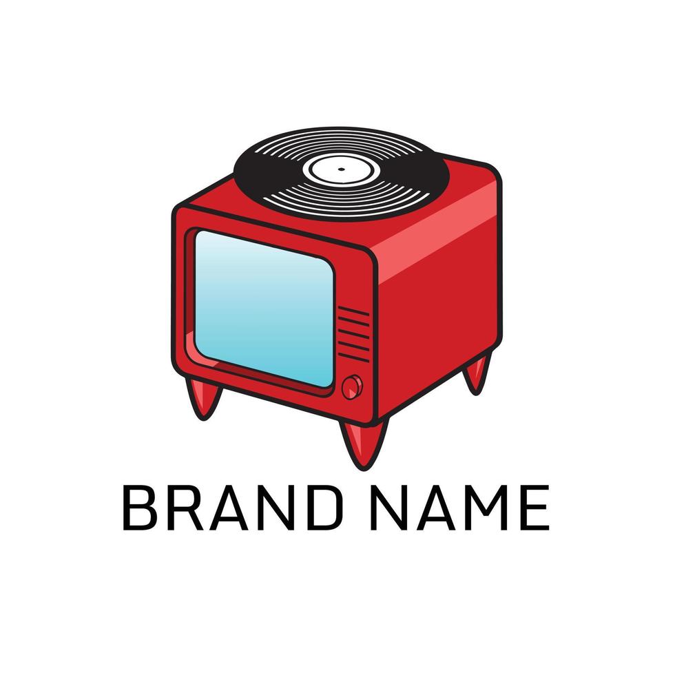 vinilo negro y logotipo de televisión rojo vector