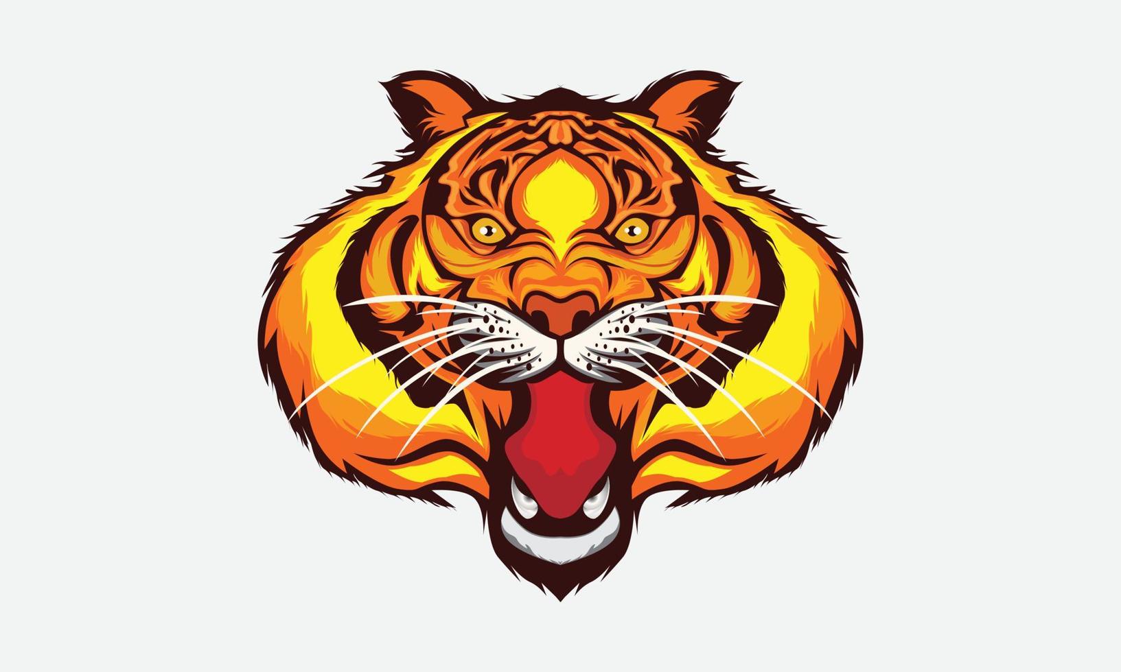tiger head angry face design for tshirt design vector