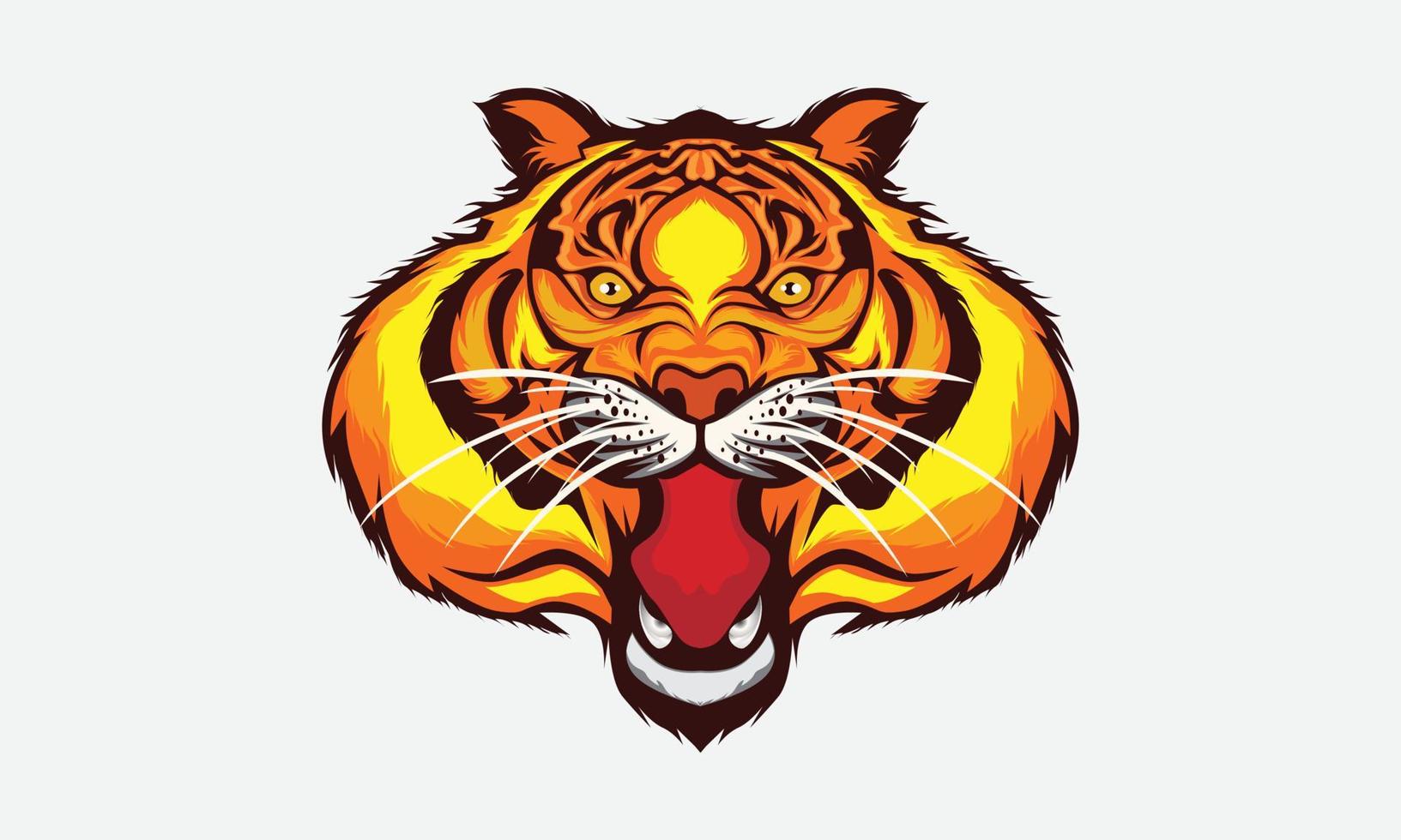 diseño de cara enojada de cabeza de tigre para diseño de camiseta vector