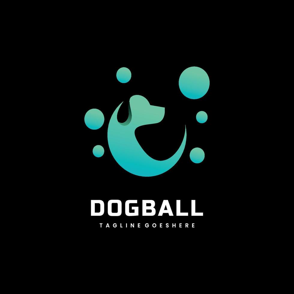 Vector Logo Illustration Dog Ball Gradient Colorful Style.