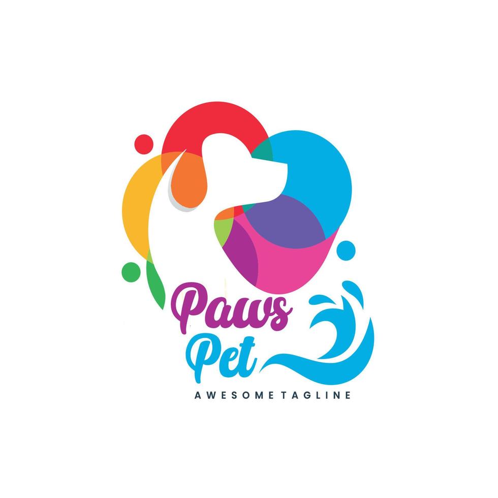 vector logo ilustración patas mascota estilo de color plano.