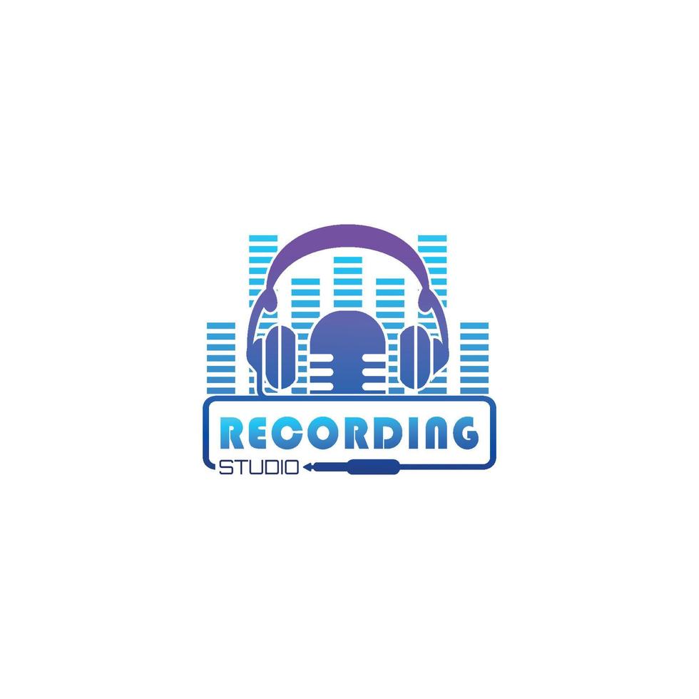 Vector Logo Illustration Recording Studio Gradient Colorful Style.