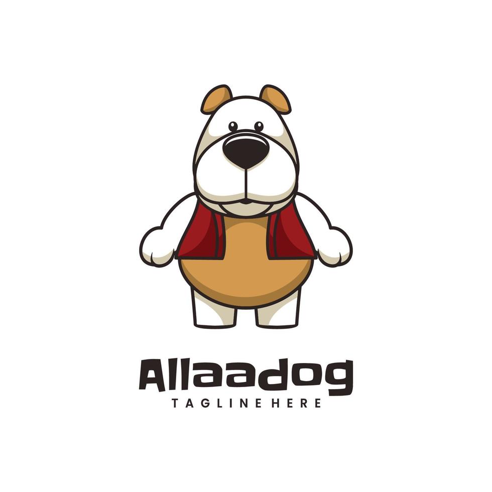 Vector Logo Illustration Aladdin Dog Mascot Cartoon Style.