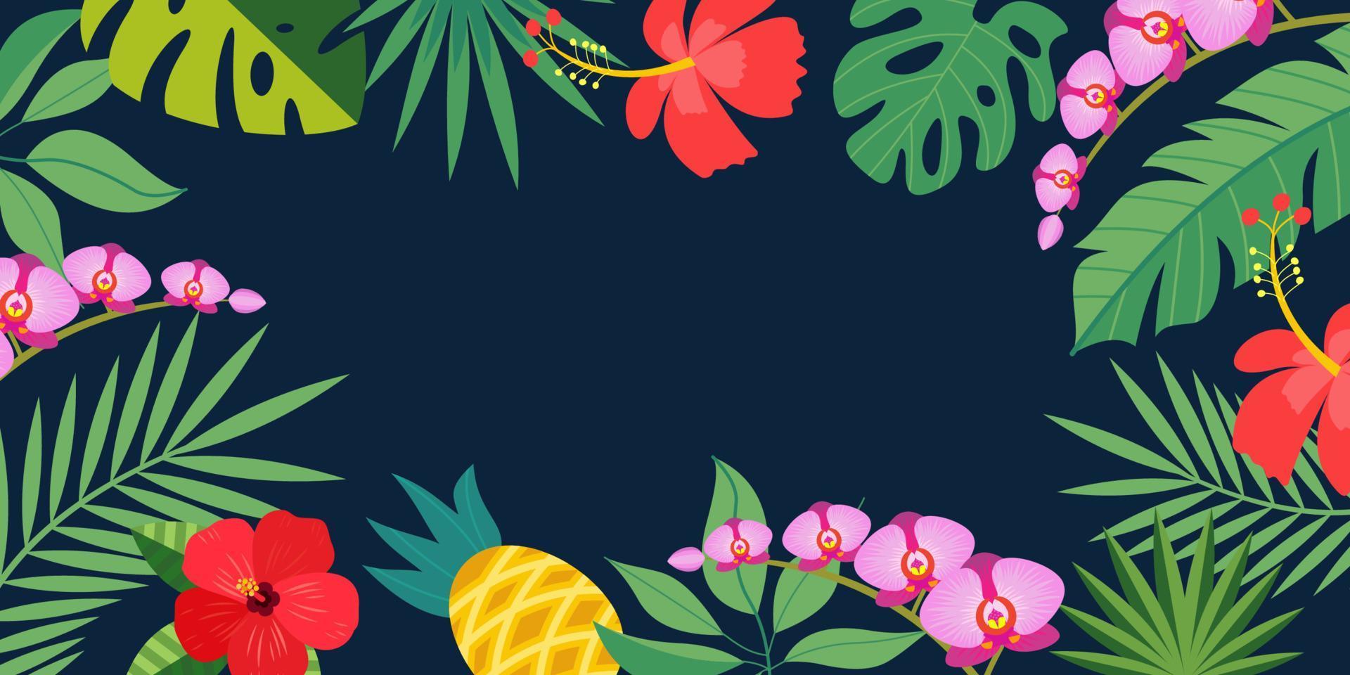 Bright tropical background with empty space for text. Vector illustration.