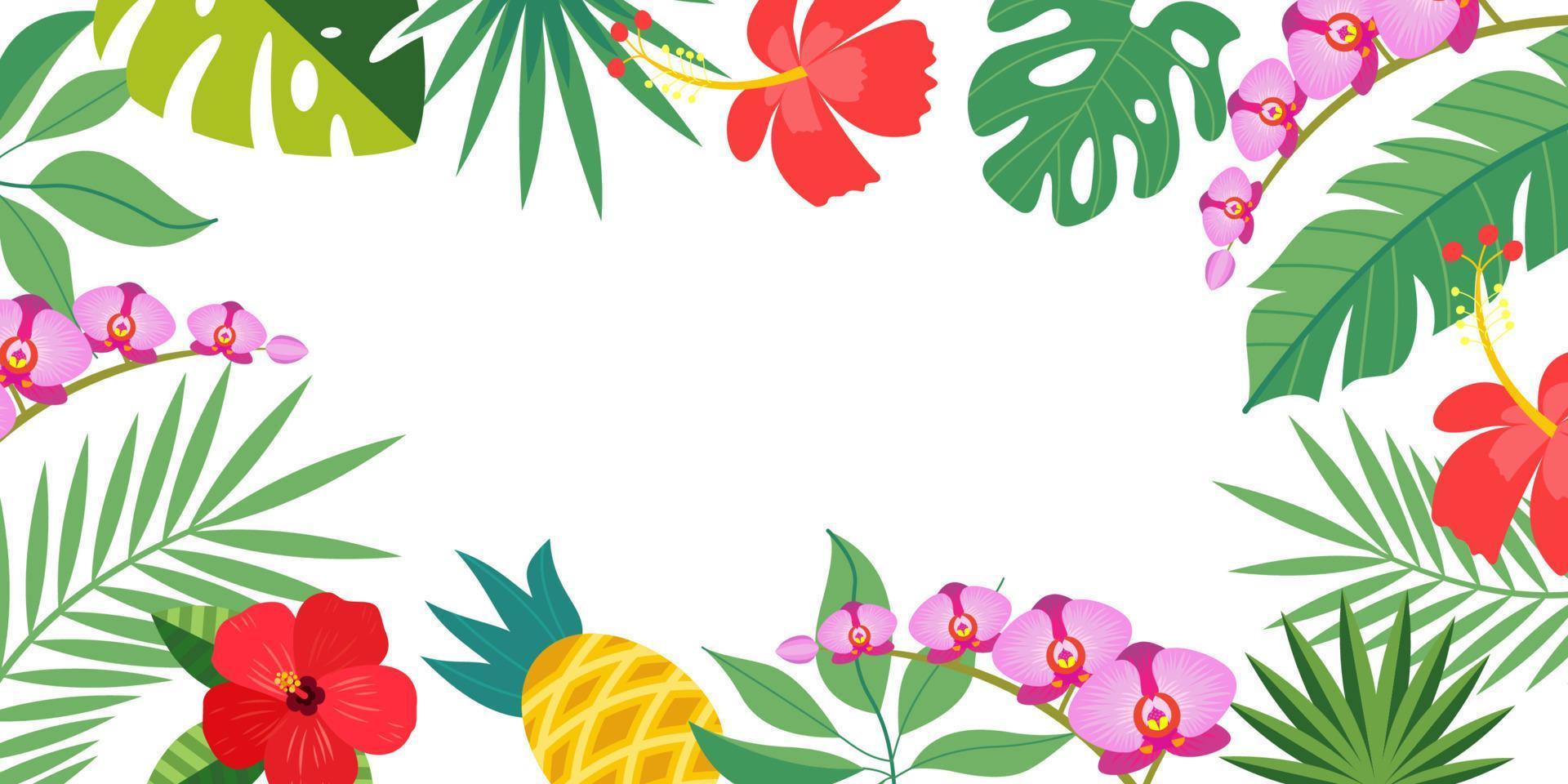 Bright tropical background with empty space for text. Vector illustration.