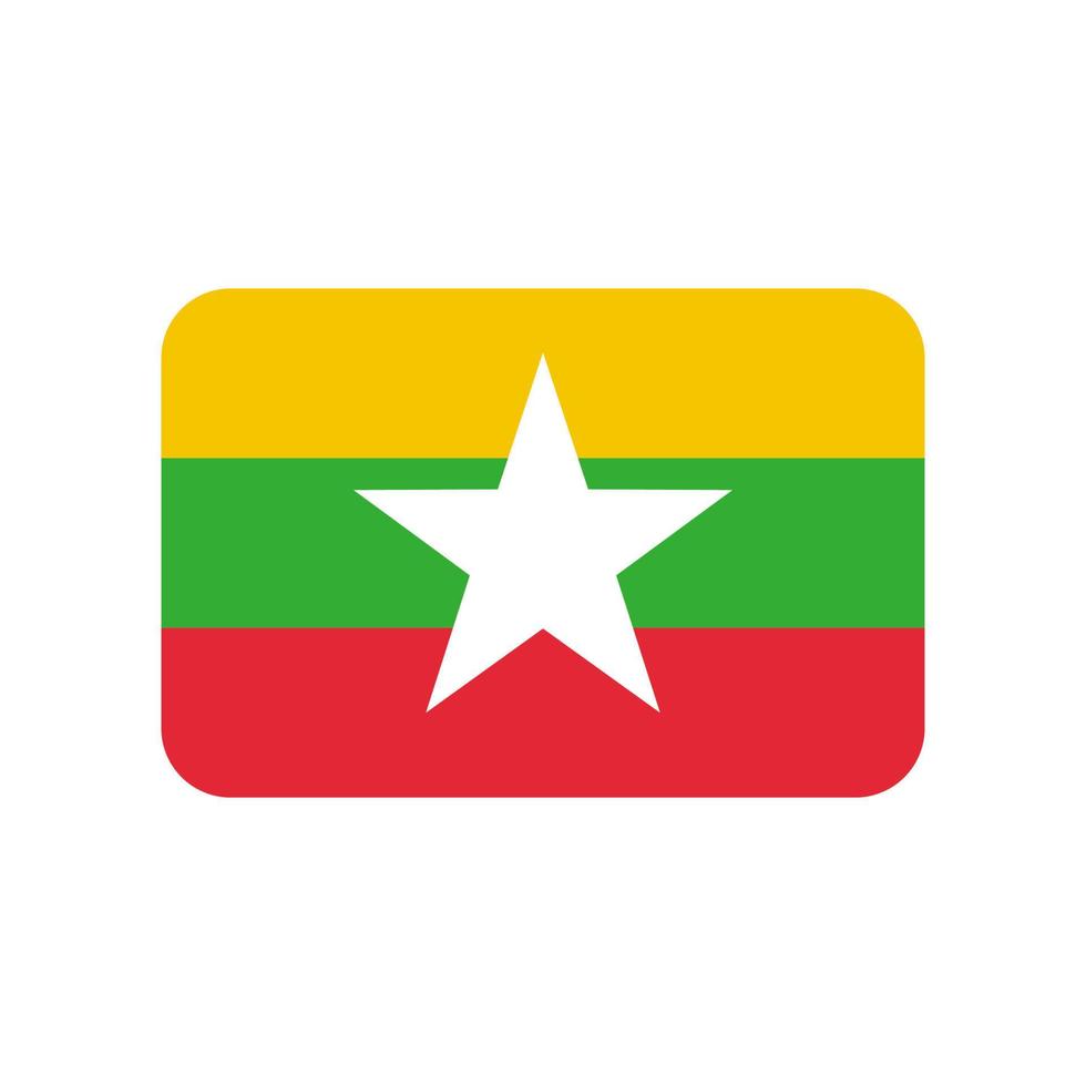 icono de vector de bandera de myanmar aislado sobre fondo blanco