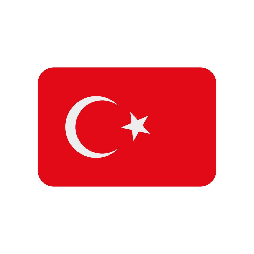 Icono de vector de bandera de Turquía aislado sobre fondo blanco