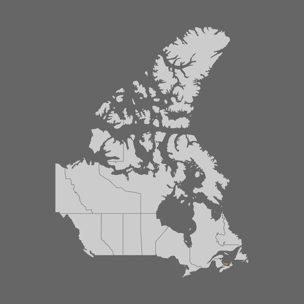 Prince Edward Island province highlighted on the map of Canada vector