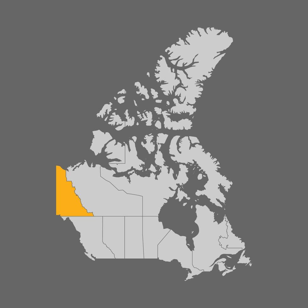 territorio de yukón resaltado en el mapa de canadá vector