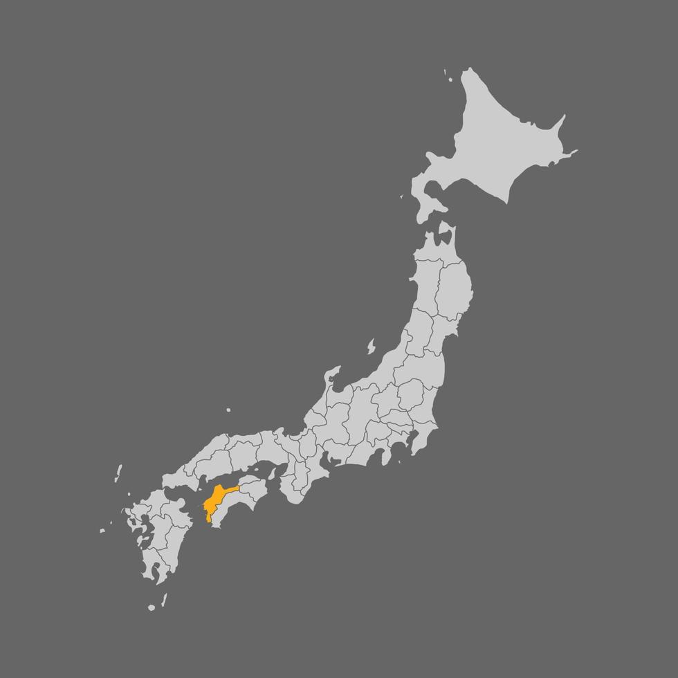 prefectura de ehime resaltada en el mapa de japón vector