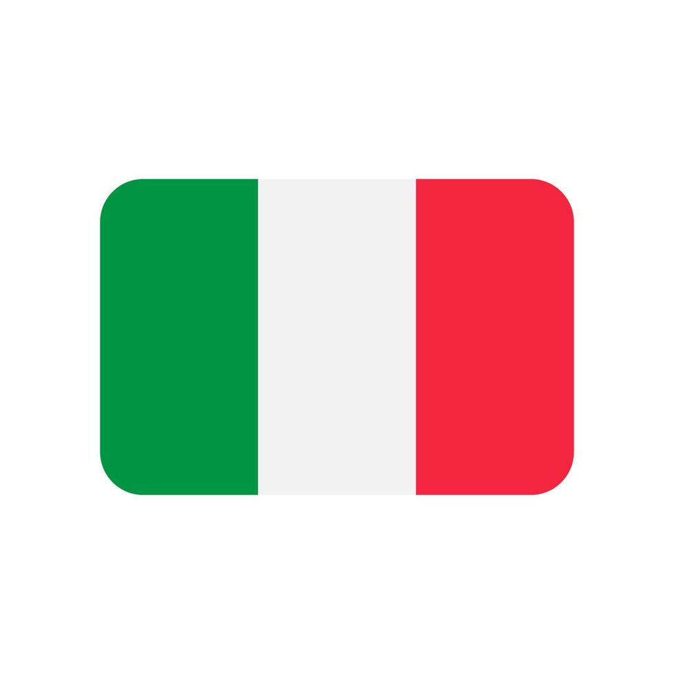 Icono de vector de bandera de Italia aislado sobre fondo blanco