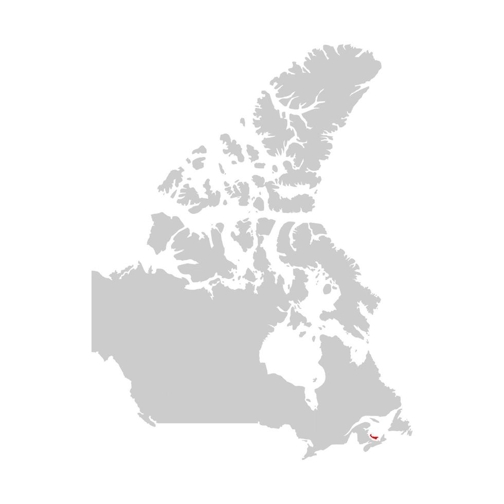 Prince Edward Island province highlighted on the map of Canada vector