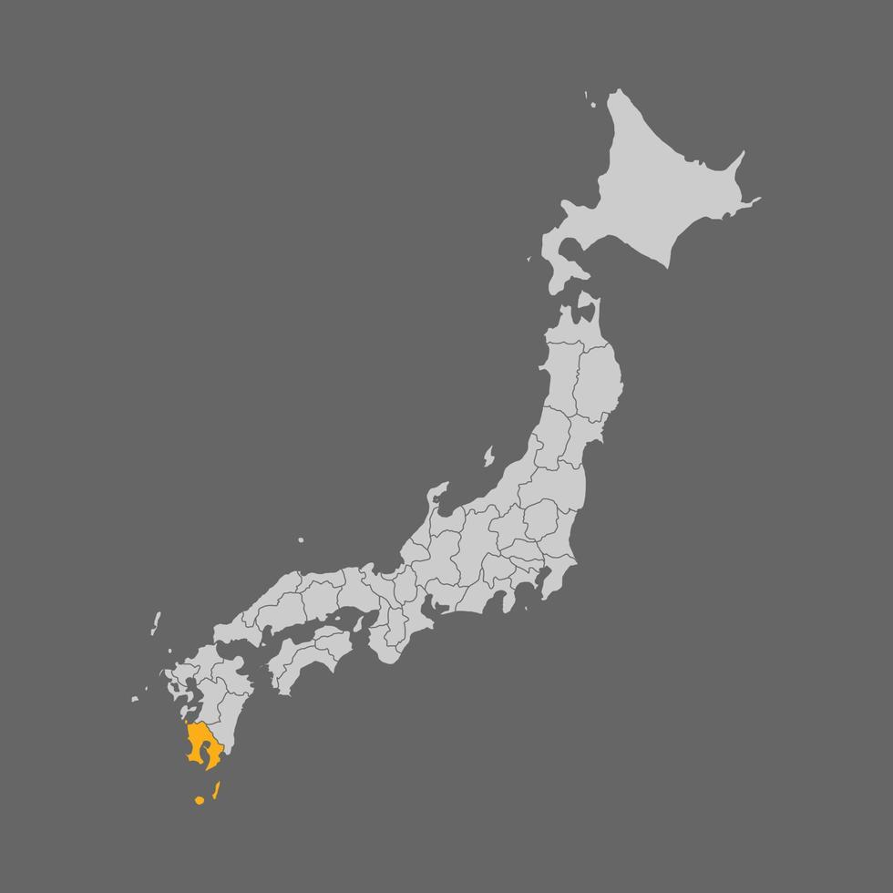 Kagoshima prefecture highlight on the map of Japan vector