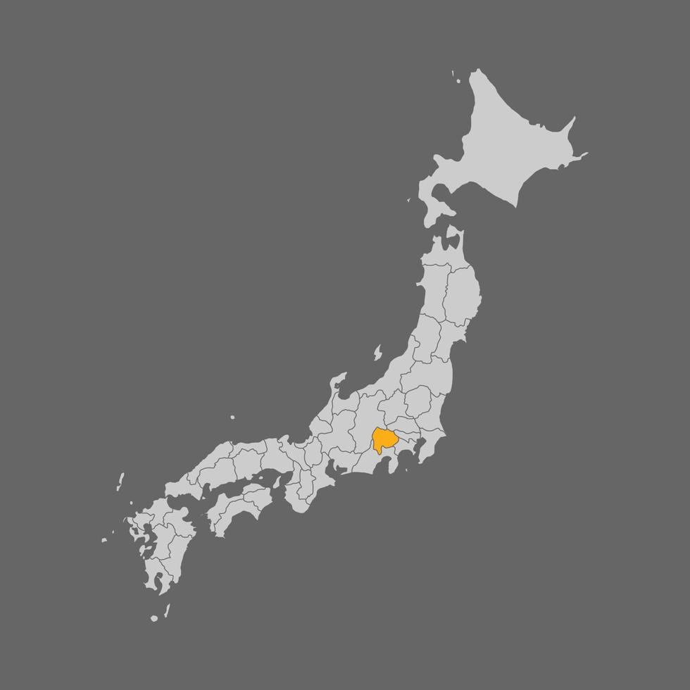 prefectura de yamanashi destacada en el mapa de japón vector