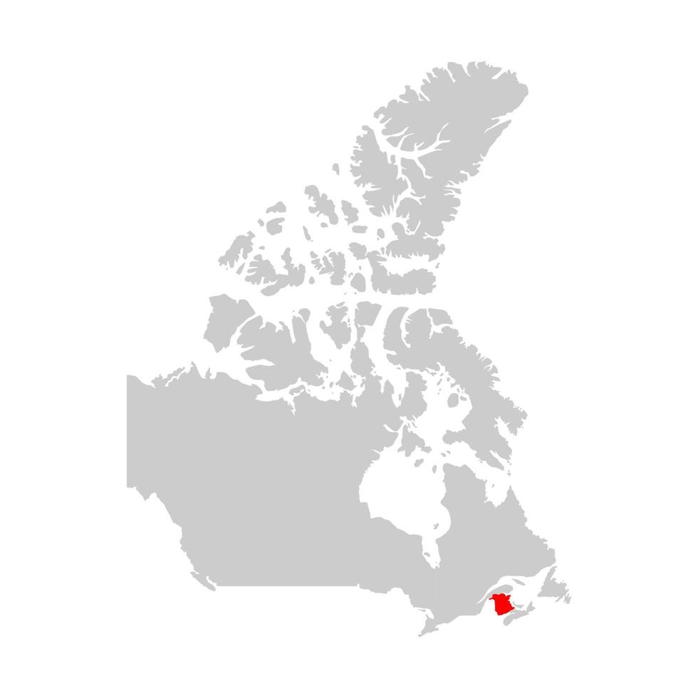 provincia de nuevo brunswick resaltada en el mapa de canadá vector