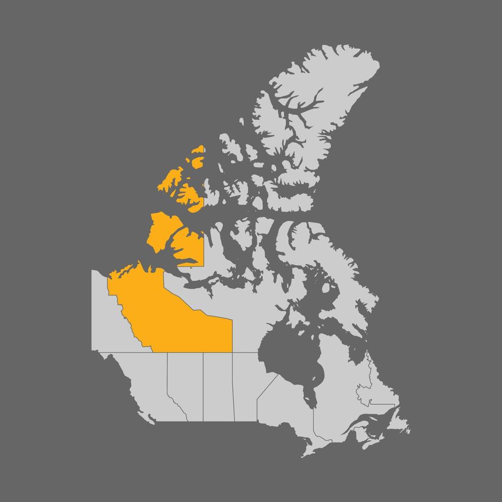 territorios del noroeste resaltados en el mapa de canadá vector