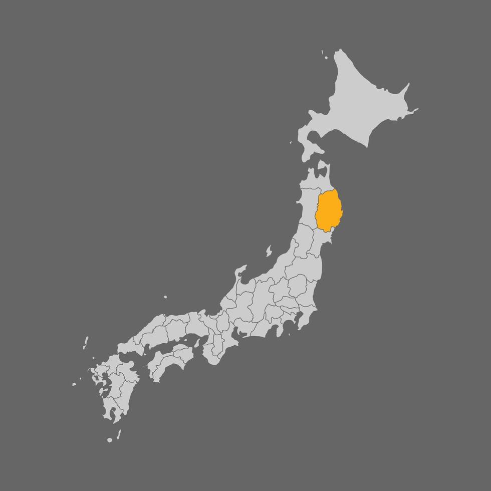 prefectura de iwate resaltada en el mapa de japón sobre fondo blanco vector