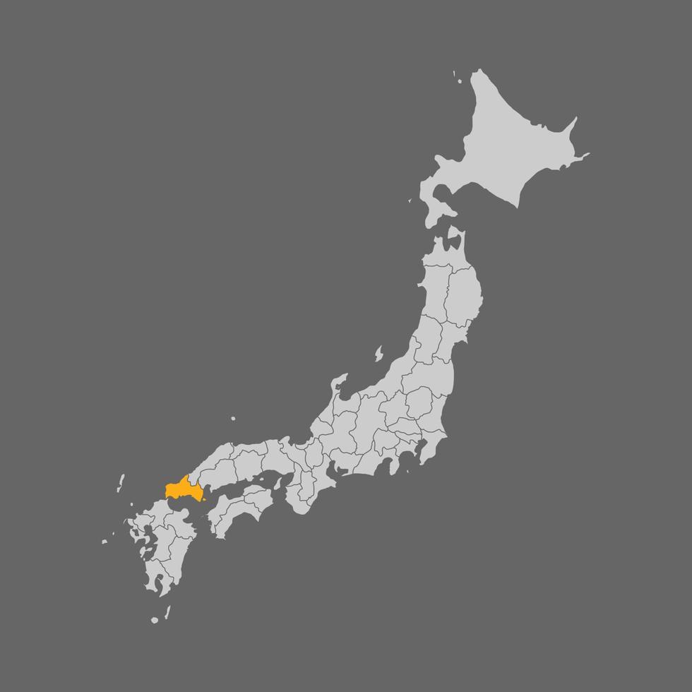 prefectura de yamaguchi resaltada en el mapa de japón vector
