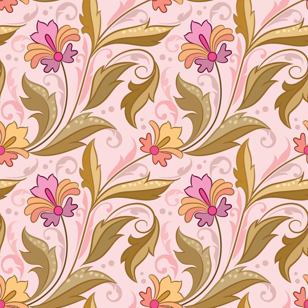 Elegance seamless pattern with flowers and leaf vector