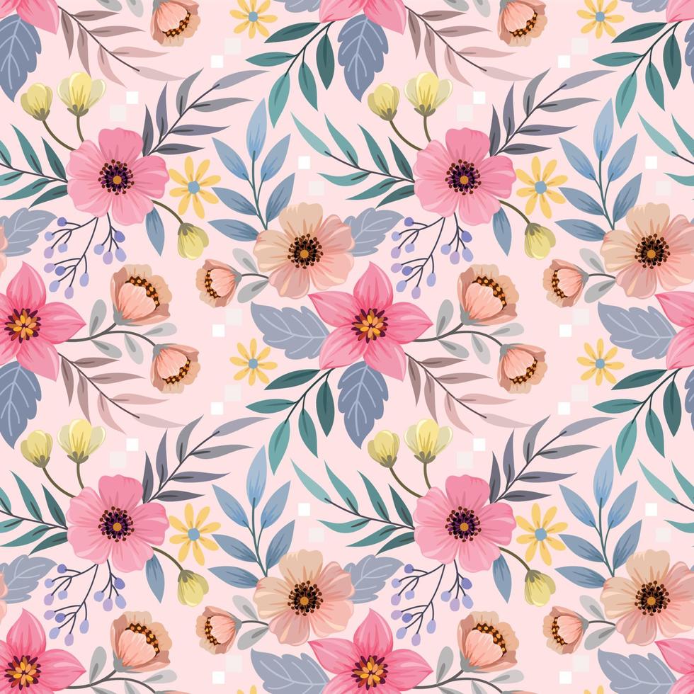 Beautiful flowers in vintage color seamless pattern vector