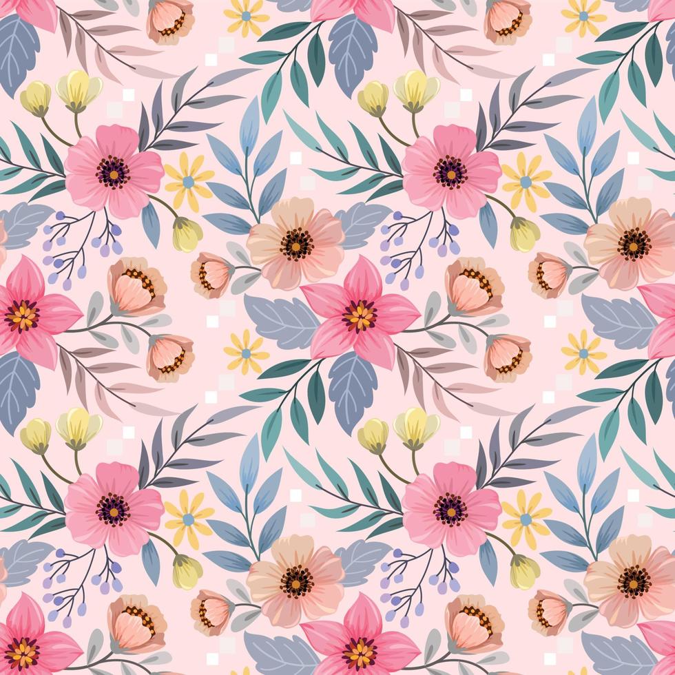Beautiful flowers in vintage color seamless pattern vector
