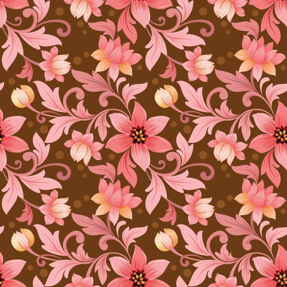 monochrome old rose color flowers seamless pattern. vector