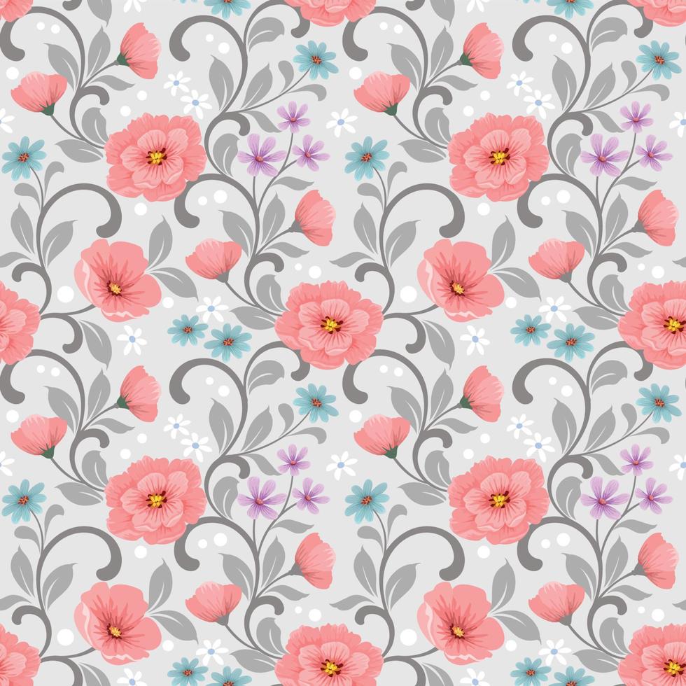 Beautiful flowers in vintage color seamless pattern. vector