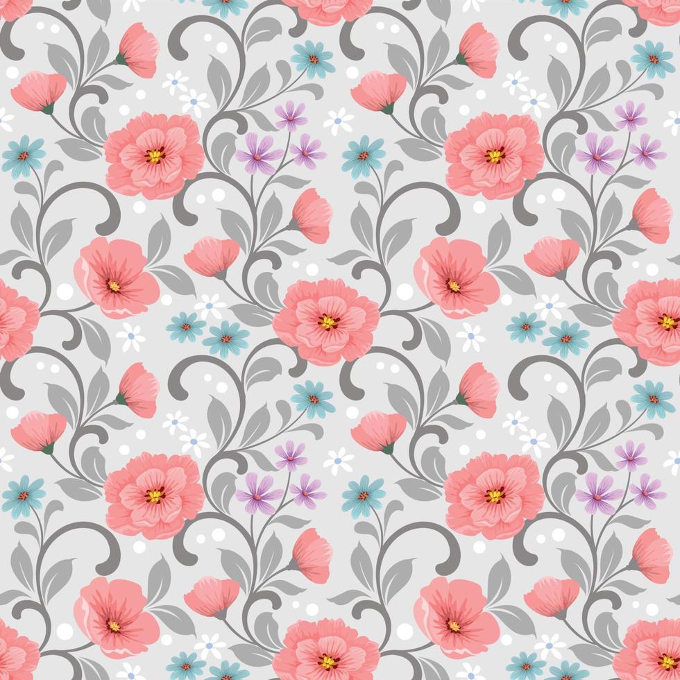 Beautiful flowers in vintage color seamless pattern. vector