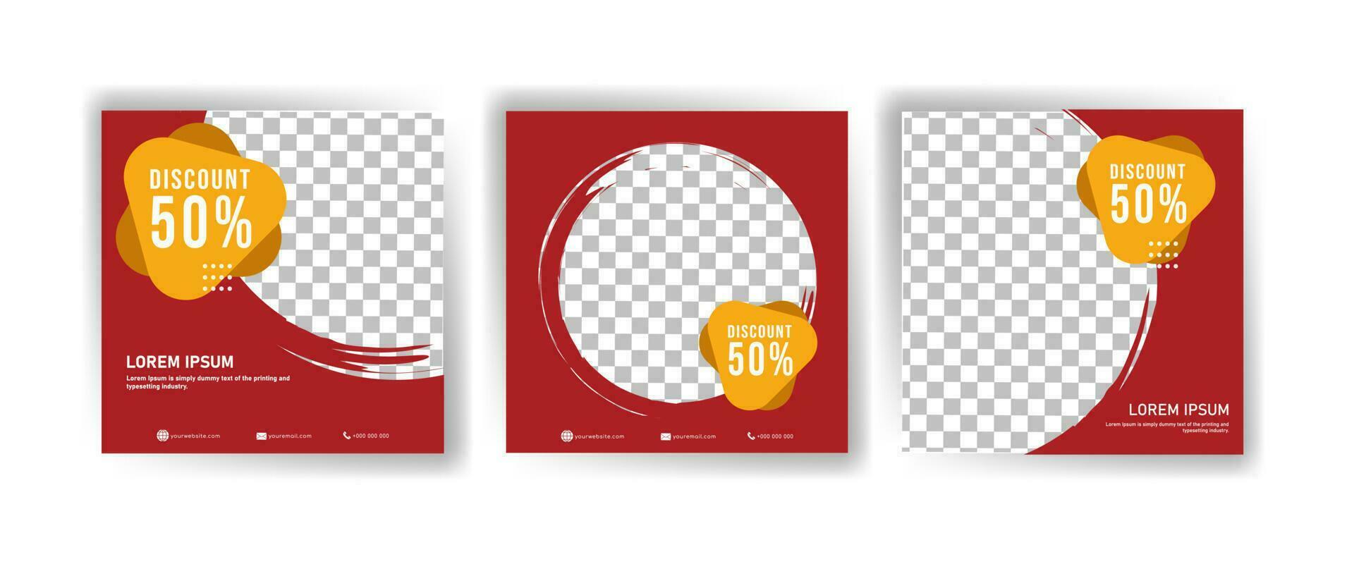 conjunto de banners de marketing de negocios digitales para la plantilla de publicación en redes sociales. fondo rojo y amarillo. Adecuado para publicaciones en redes sociales y publicidad en Internet. ilustración vectorial vector