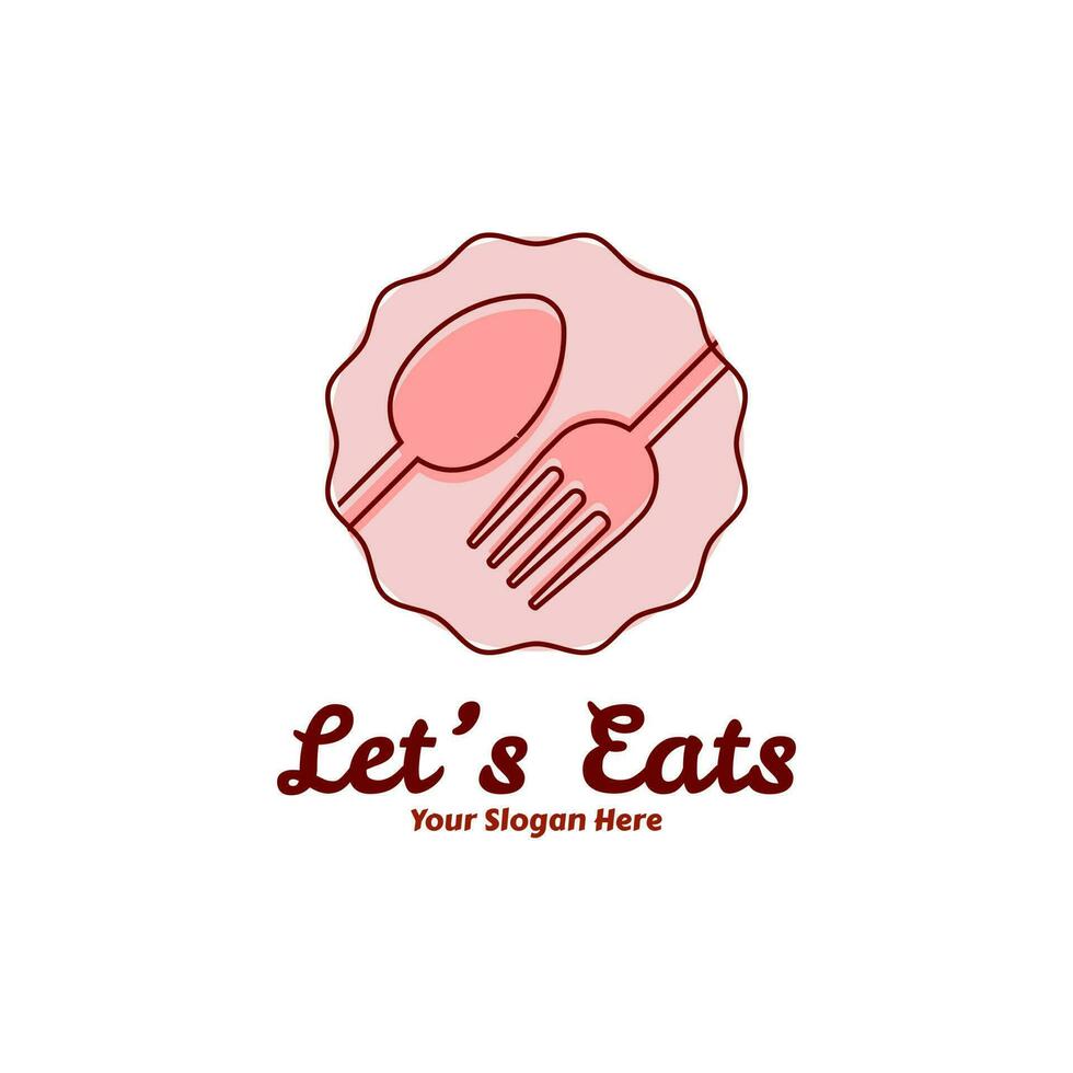 Food Logo. Let's Eats Logo Design. Vector Illustratio