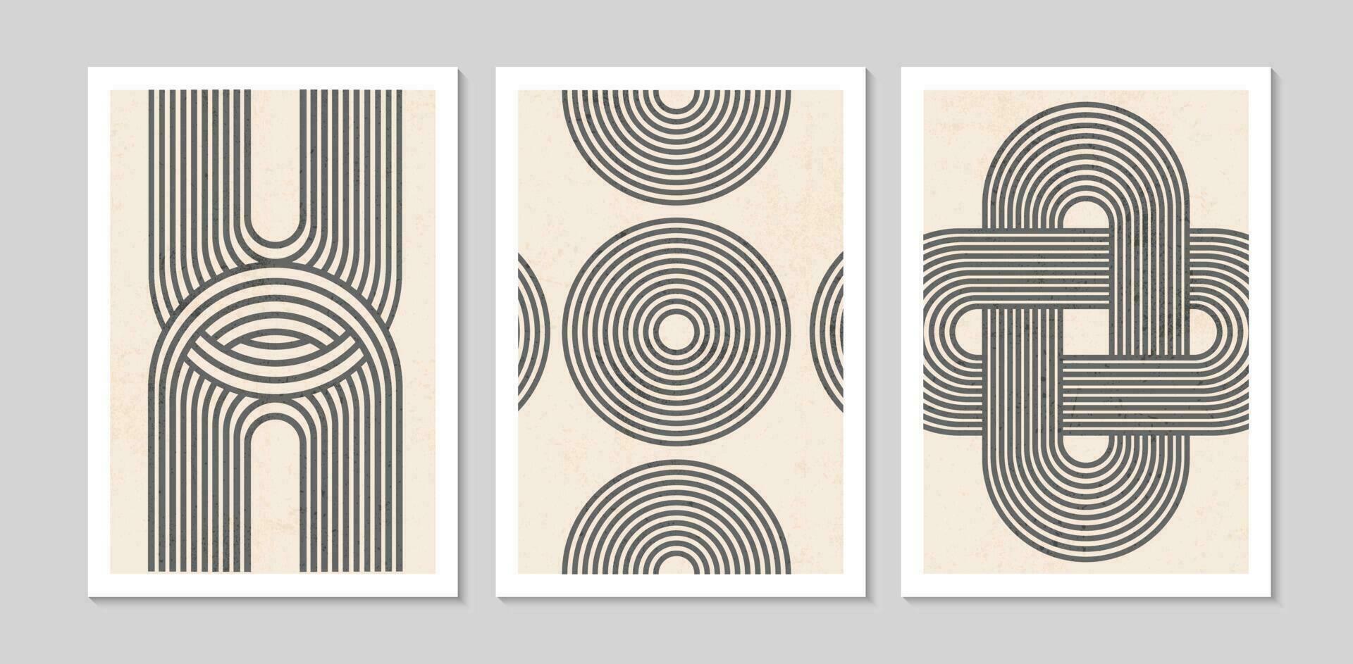 Set of abstract line shape. minimalist 20s geometric design background for poster, wall decoration, postcard or brochure design. vector illustration