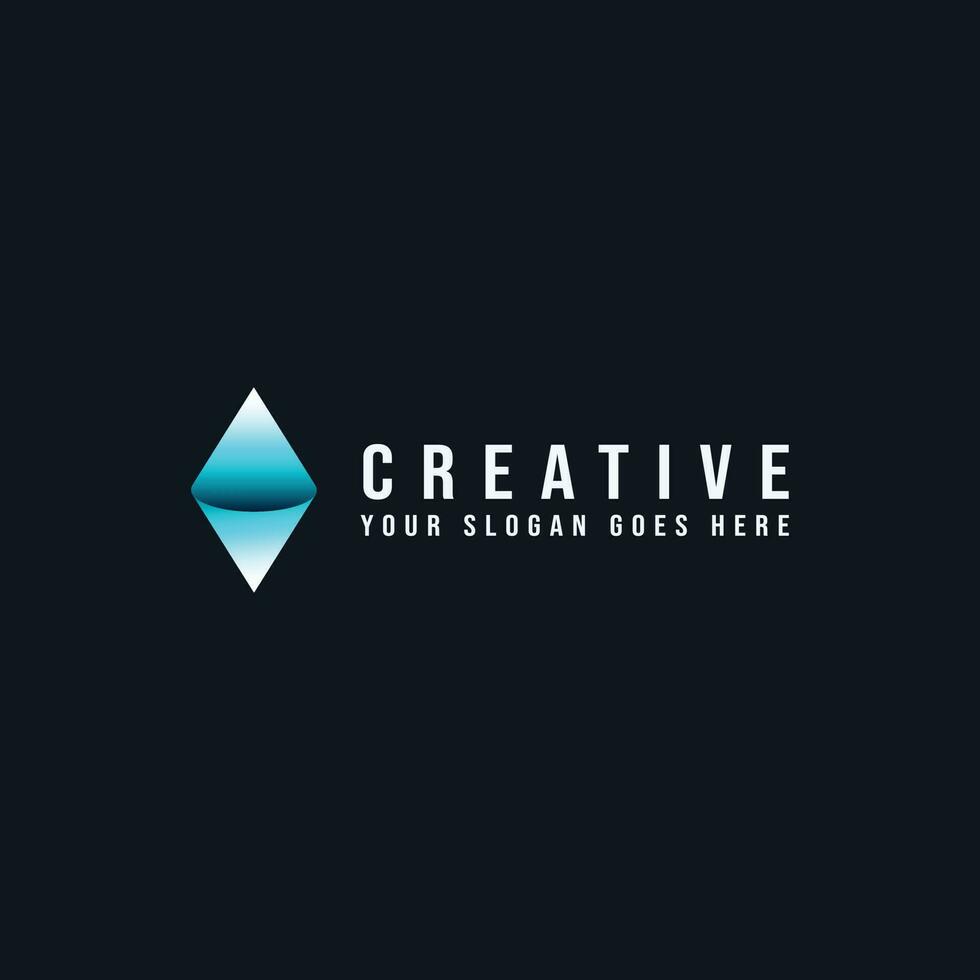 Blue Crystal Logo Design Vector Illustration