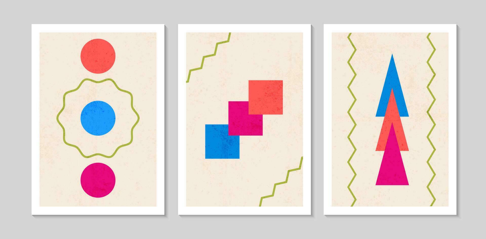 Set of abstract primitive shape. minimalist 20s geometric design background for poster, wall decoration, postcard or brochure design. vector illustration