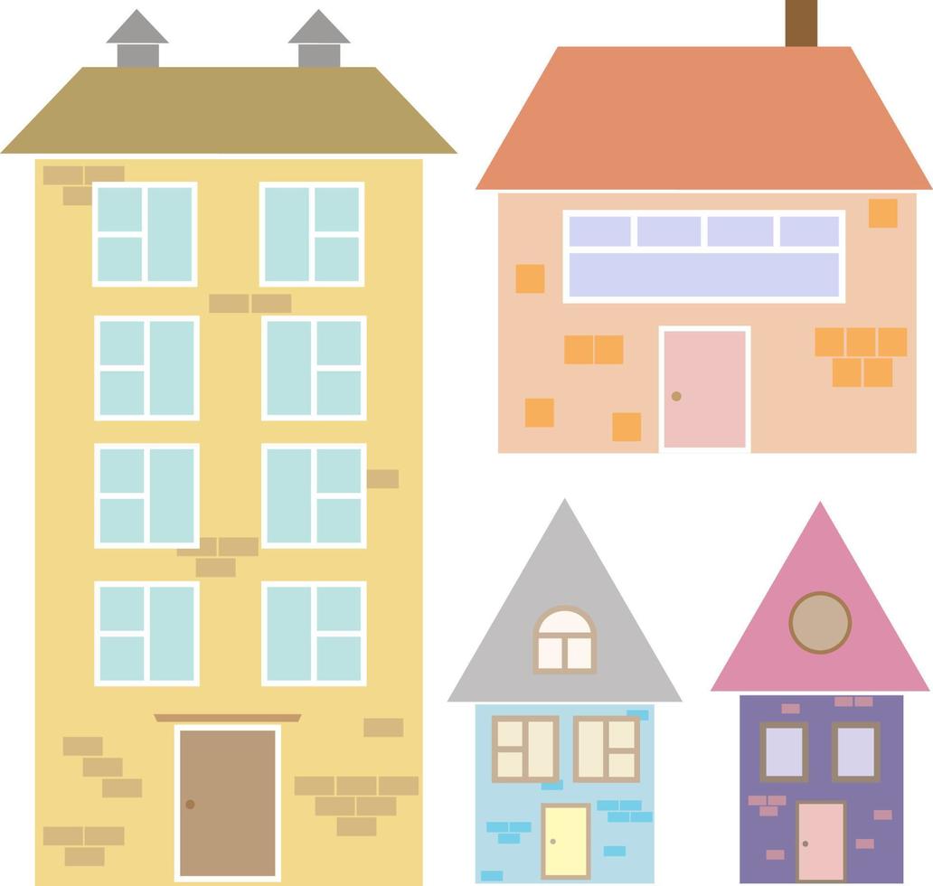 Cute vector houses. Drawn in simple minimalistic Scandinavian style