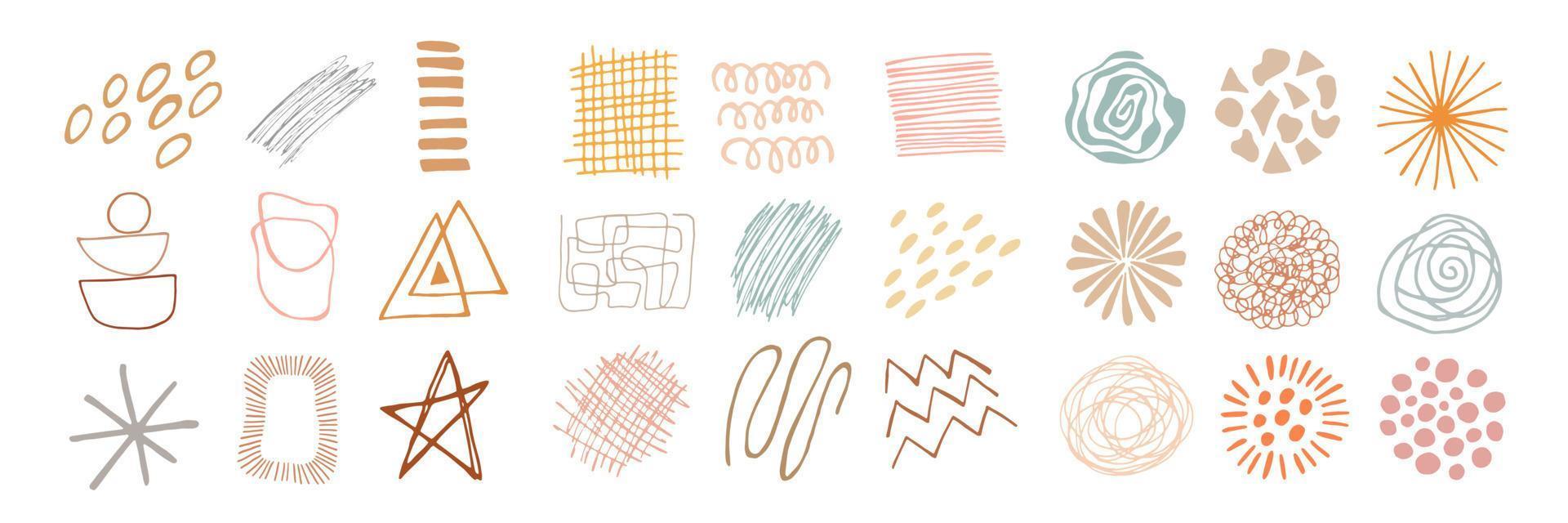 Collection of modern abstract shapes for design and decor. Simple vector doodle hand drawn illustration