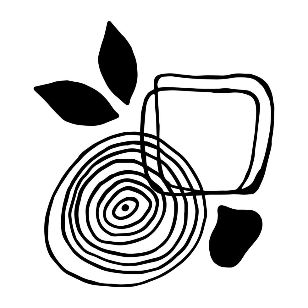 Collage of round and square abstract shapes. Doodle style illustration. For packaging design, postcards, social media vector
