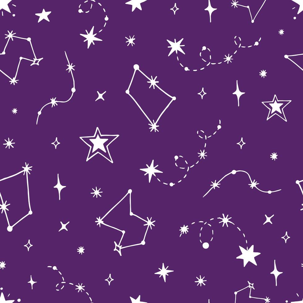 Doodle seamless pattern of night starry sky vector