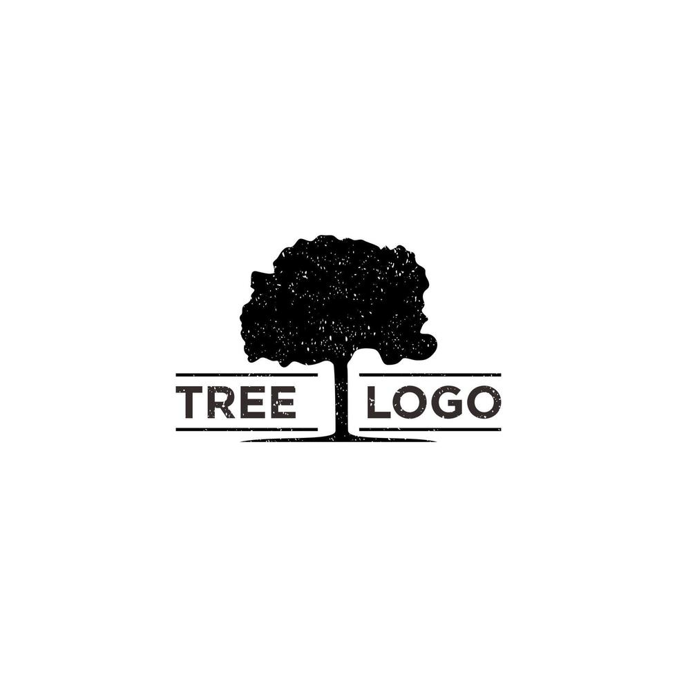 oak tree silhouette retro vintage logo vector