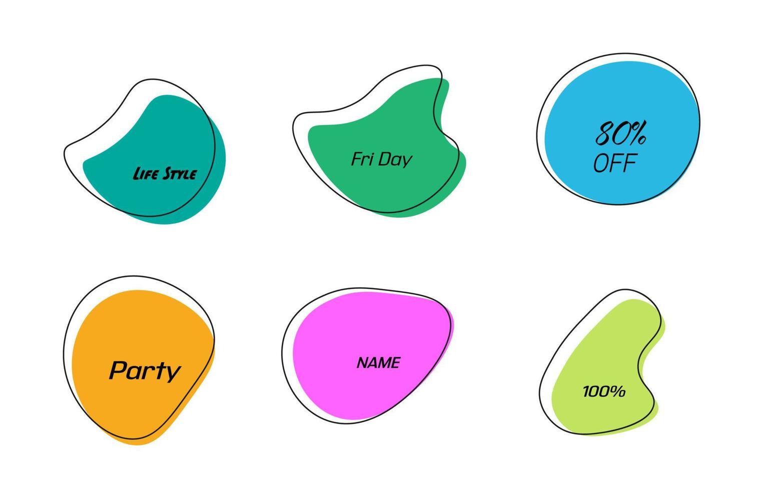 Simple line frame set illustration, round, loose curved frame, decoration, decoration vector