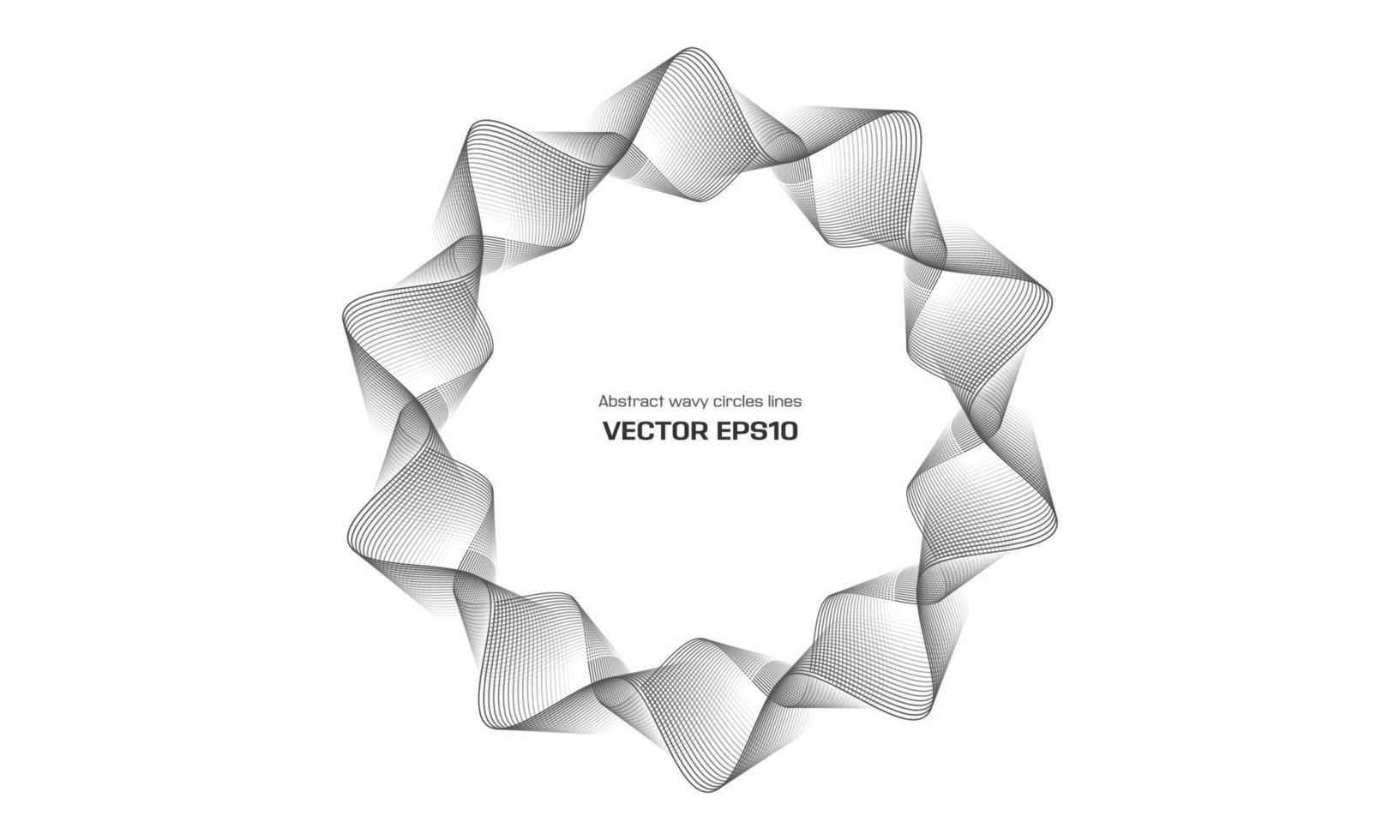 Vector abstract circles lines wavy in round frame black isolated on white background with empty space for text