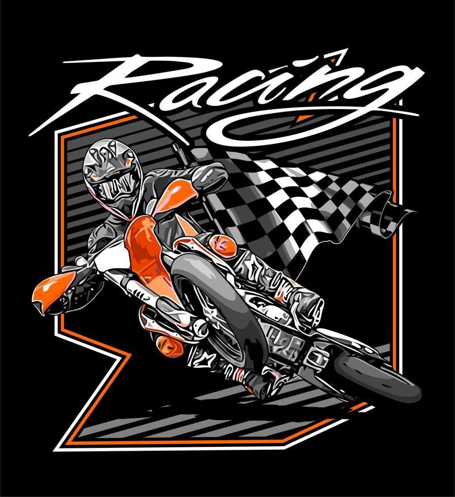 supermoto orange racing flag ... vector