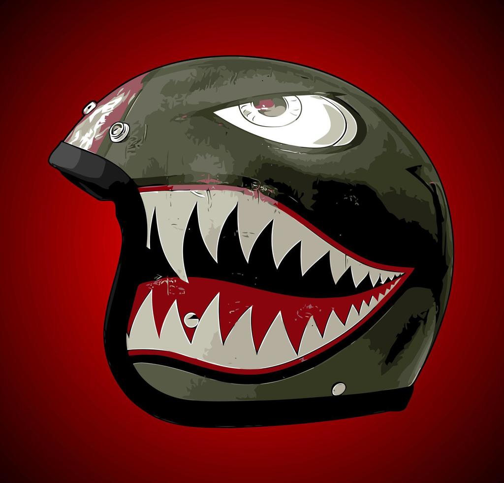 retro shark pattern half face... vector