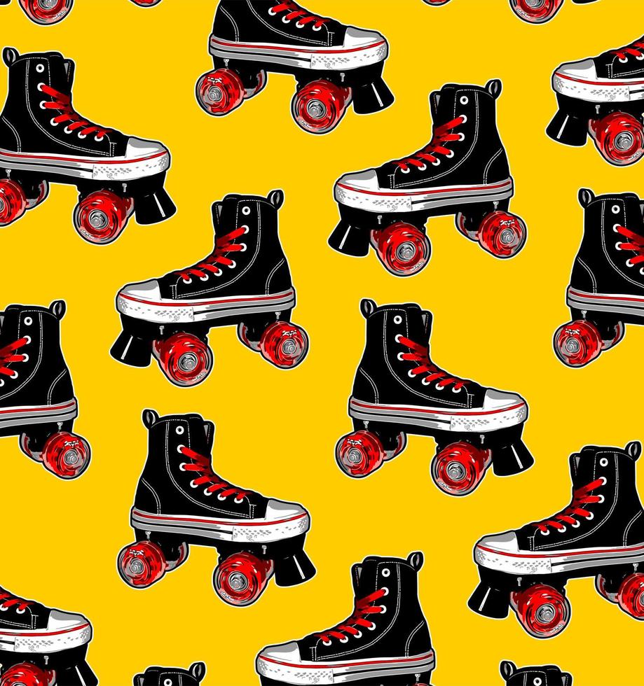 Patines de ruedas de patrón clásico... vector