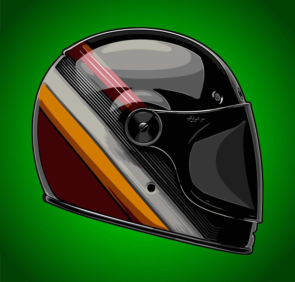 retro full face helmet black ... vector