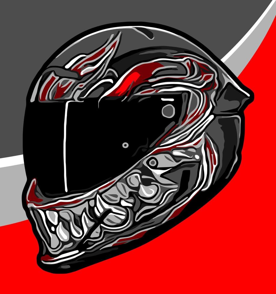 a cool helmet with a monster ... vector