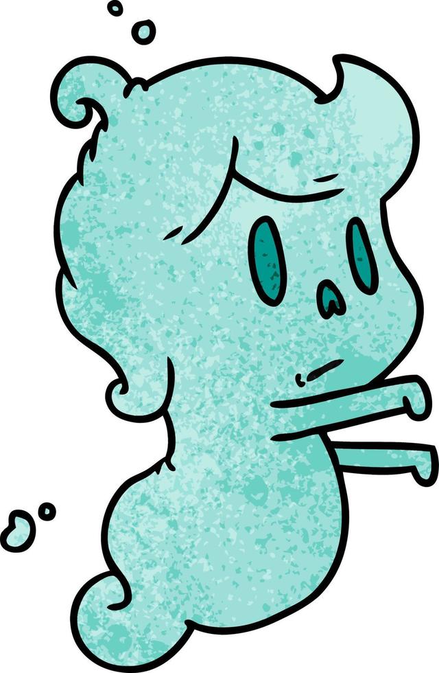 textured cartoon of a kawaii cute ghost vector